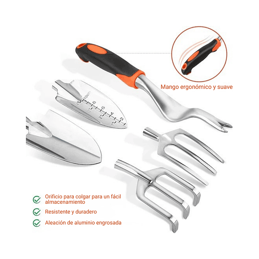 Kit De Herramientas De Jardín 8 Piezas Resistentes Con Bolsa 2