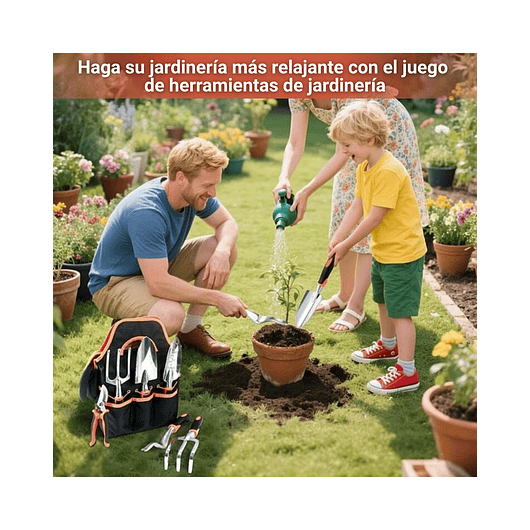 Kit De Herramientas De Jardín 8 Piezas Resistentes Con Bolsa 5