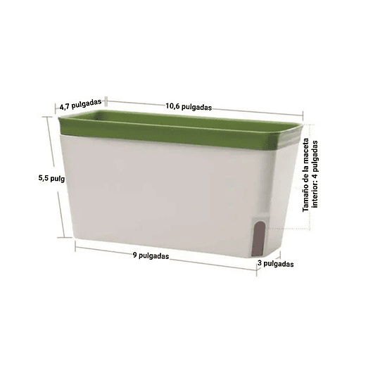 Maceta Rectangular Premium Autoriego Plastica 27,5dx14cmalto 2