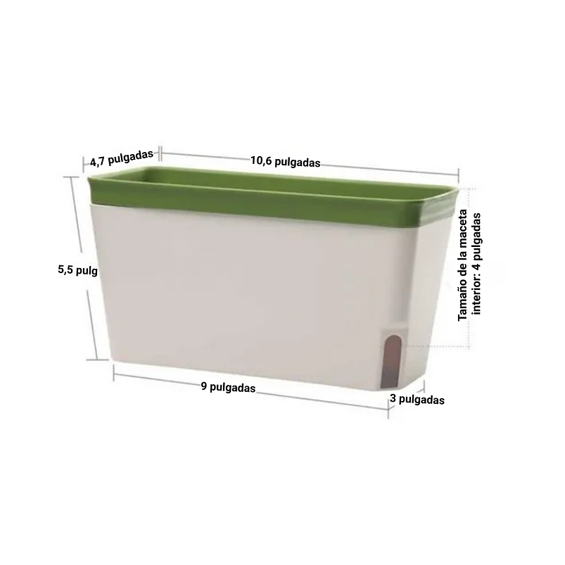 Maceta Rectangular Premium Autoriego Plastica 27,5dx14cmalto 2