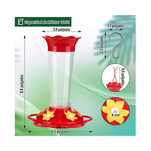 Bebedero Aves Colibríes Plástico de Jardín Colgante x10oz x2 unidades
