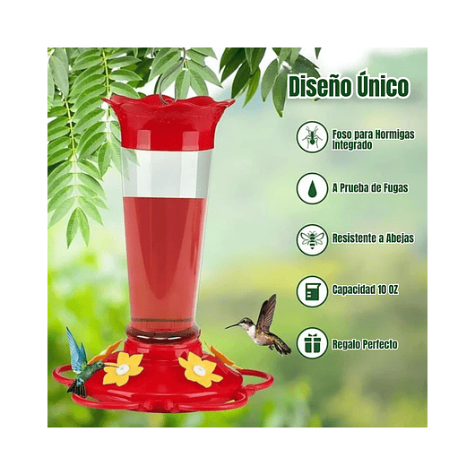 Bebedero Aves Colibríes Plástico de Jardín Colgante x10oz x2 unidades 3