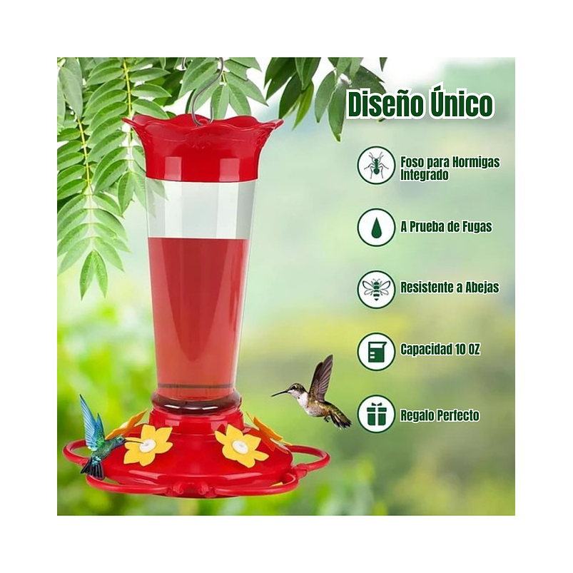 Bebedero Aves Colibríes Plástico de Jardín Colgante x10oz x2 unidades 3