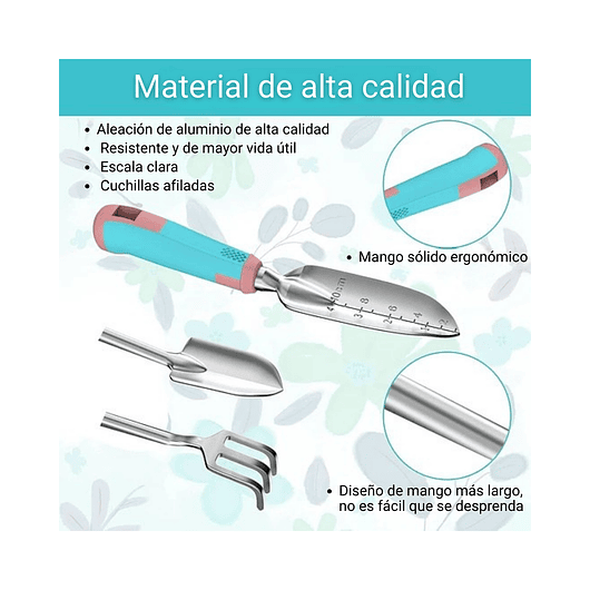 Juego x6 Herramientas de Jardinería de Aluminio con Bolso 3