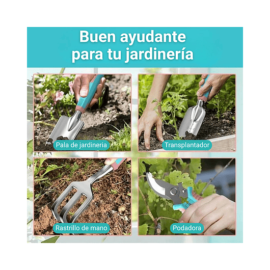 Juego x6 Herramientas de Jardinería de Aluminio con Bolso 7