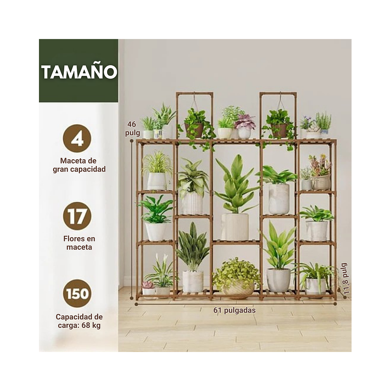 Soporte Decorativo De Plantas En Macetas En Madera Estante 2