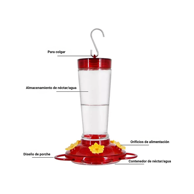 Bebedero Colibríes Aves Colgante En Vidrio x5 Flores 11