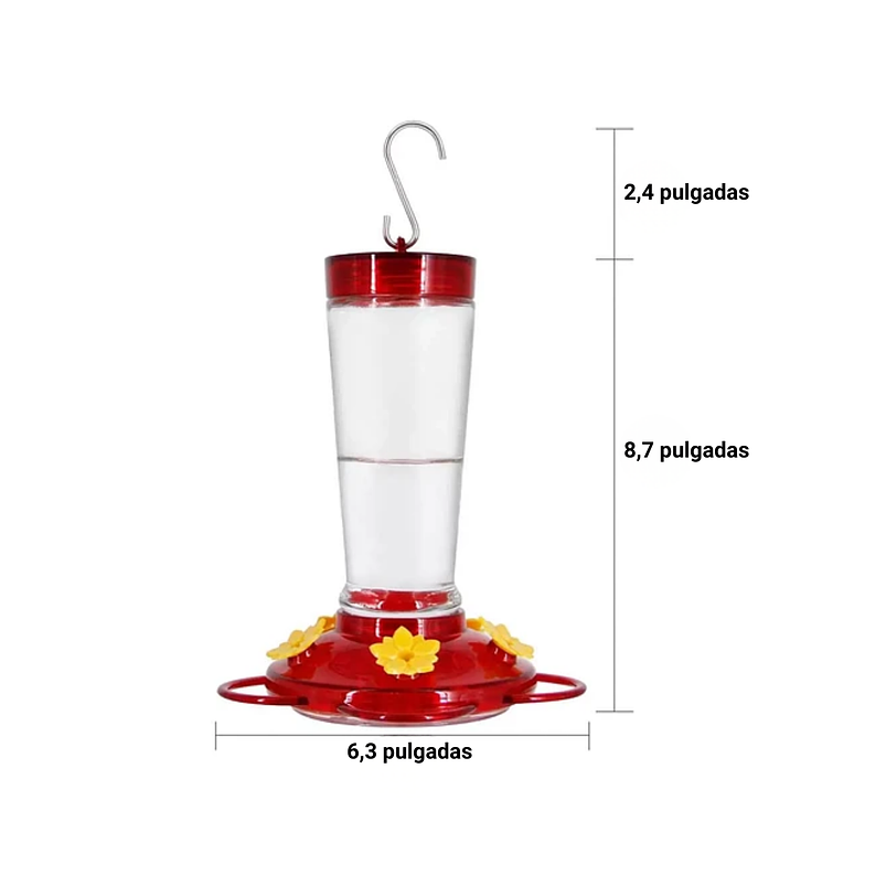 Bebedero Colibríes Aves Colgante En Vidrio x5 Flores 12