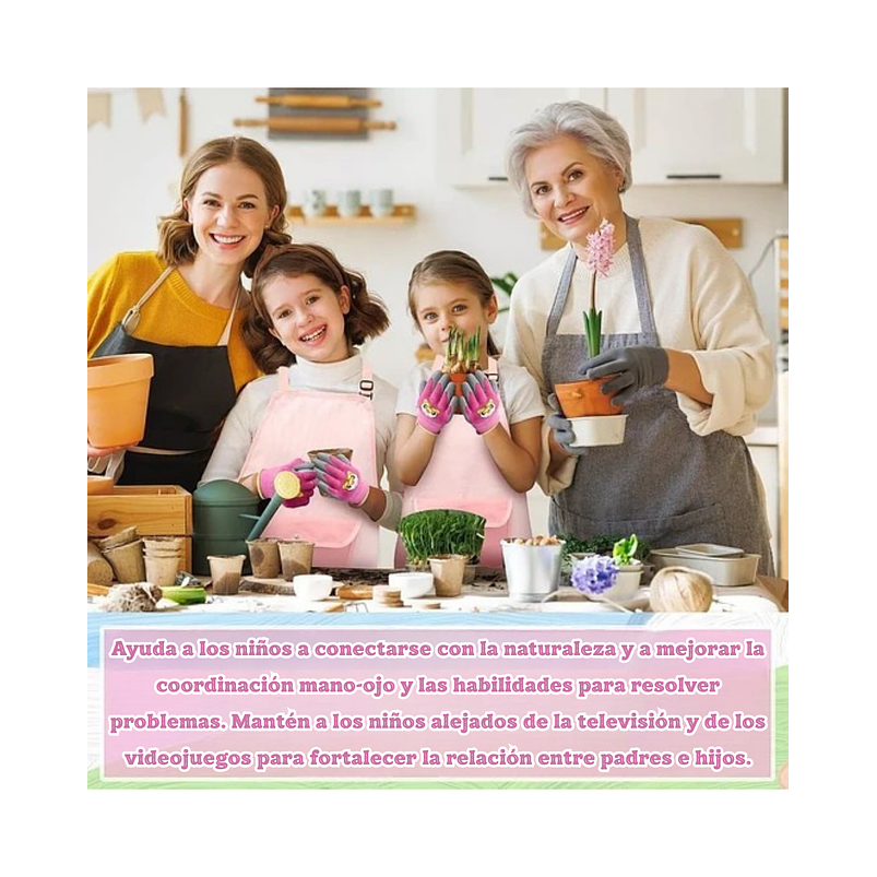Kit Herramientas Jardín Plantas Niñas x5 Piezas más Bolso 9