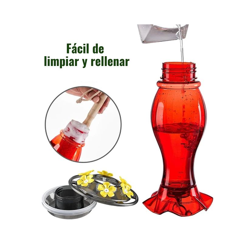 Bebedero De Colibríes Plástico 18 Onzas Con 6 Puertos De Alimentación 2