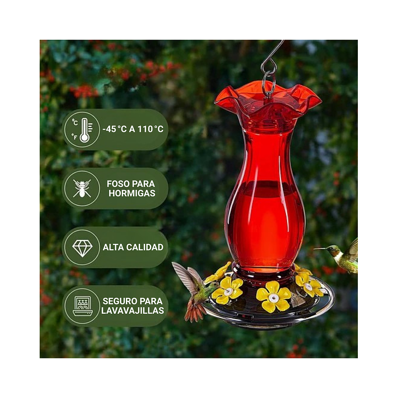 Bebedero De Colibríes Plástico 18 Onzas Con 6 Puertos De Alimentación 6