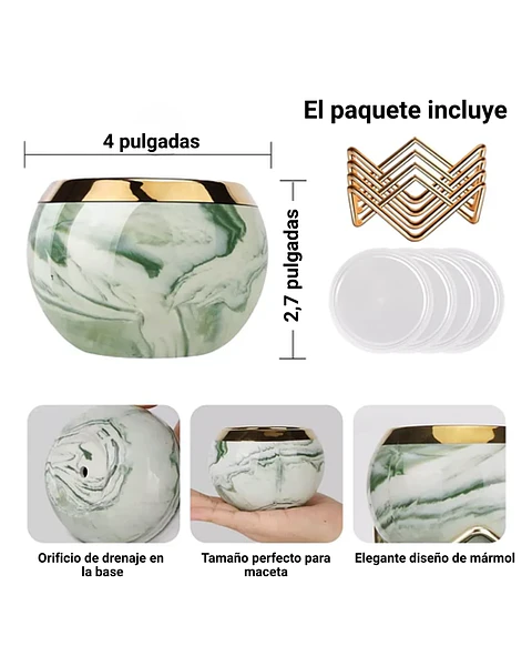 Juego Macetas x4 Unidades Decorativa Suculentas Cactus de Mesa