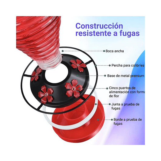 Colibries Bebedero de Aves de Colgar en Vidrio x5 Flores 6