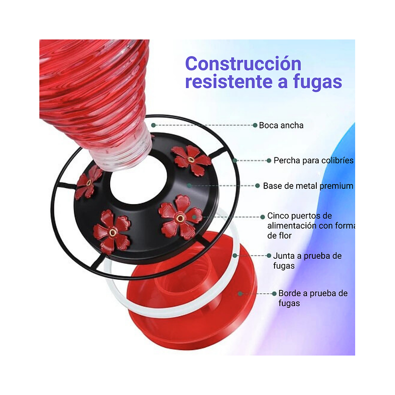 Colibries Bebedero de Aves de Colgar en Vidrio x5 Flores 6