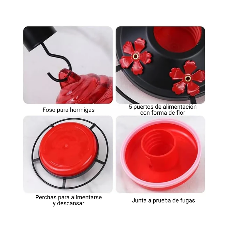 Colibries Bebedero de Aves de Colgar en Vidrio x5 Flores 7