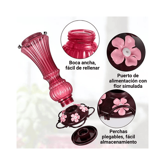 Colibries Bebedero De Aves De Colgar Plastico x5 Flores 4