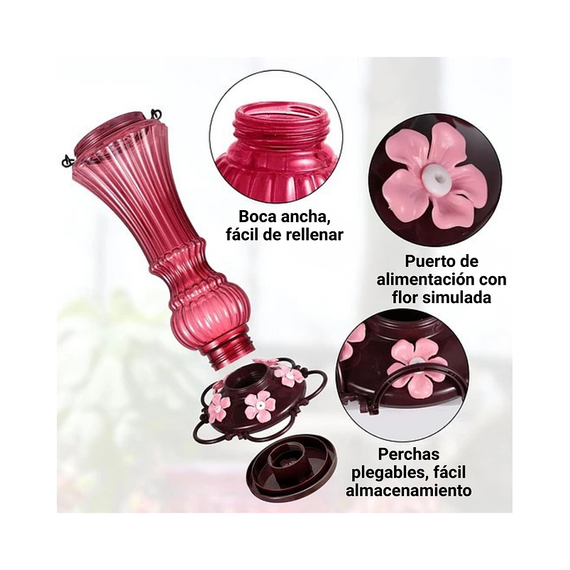 Colibries Bebedero De Aves De Colgar Plastico x5 Flores 4