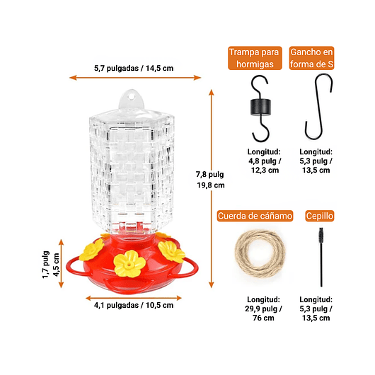 Bebedero Colibríes Aves Colgante Botella en Vidrio 4