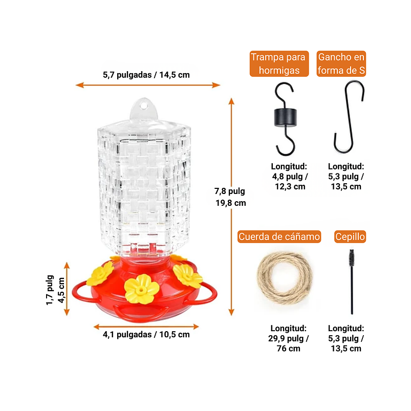 Bebedero Colibríes Aves Colgante Botella en Vidrio 3