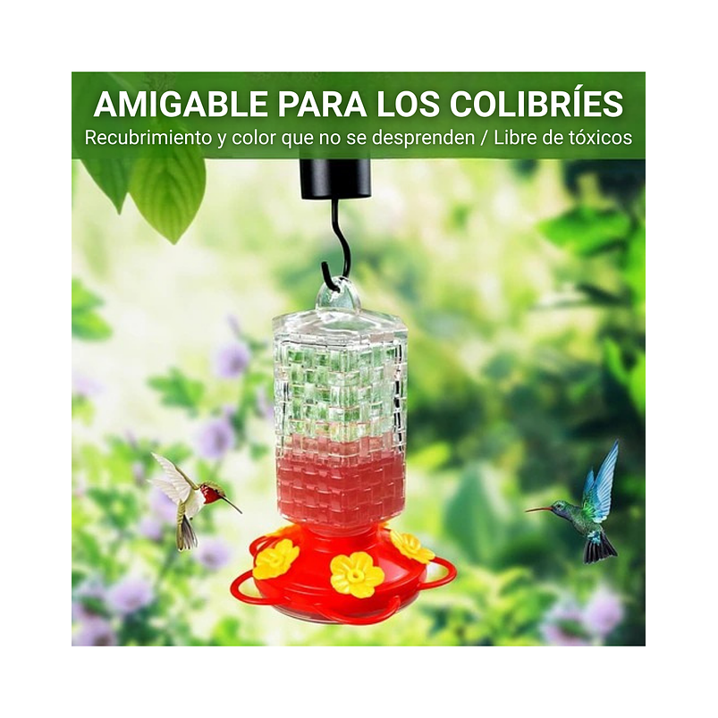 Bebedero Colibríes Aves Colgante Botella en Vidrio 6