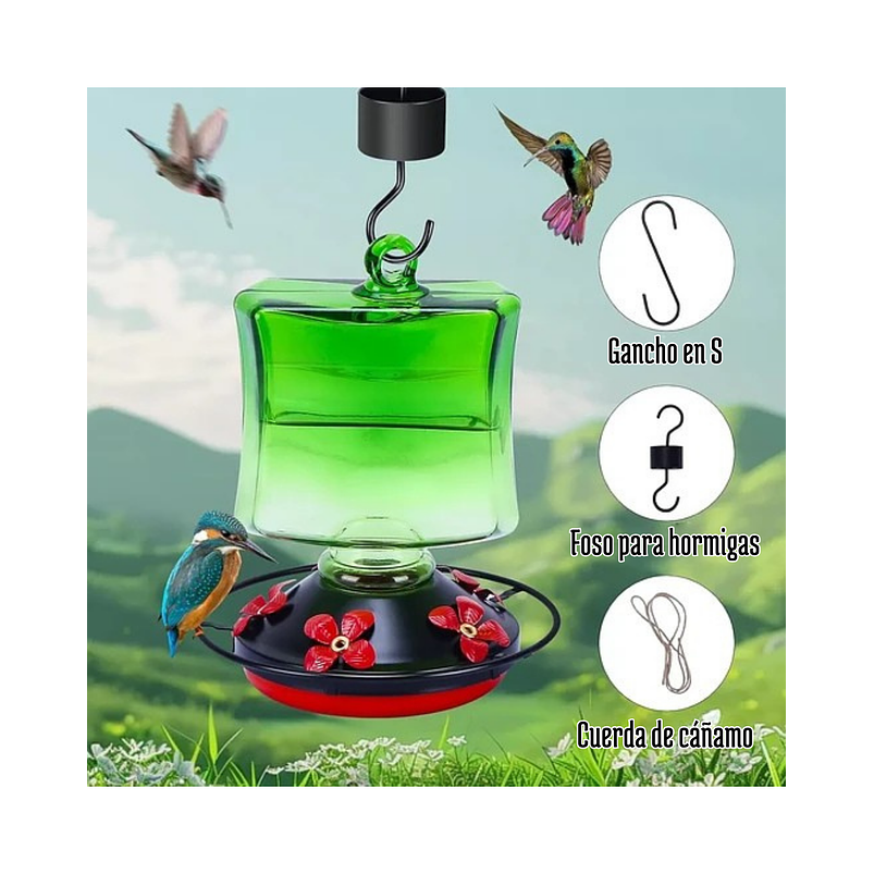 Colibries Bebedero Para Aves De Colgar Vidrio X5 Flores 4