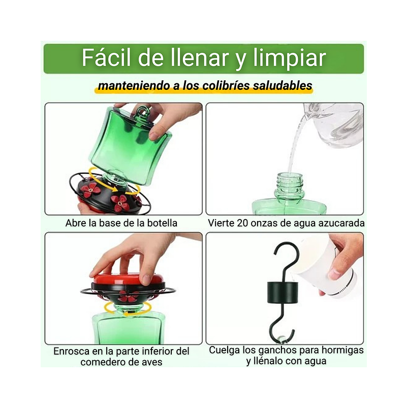 Colibries Bebedero Para Aves De Colgar Vidrio X5 Flores 6