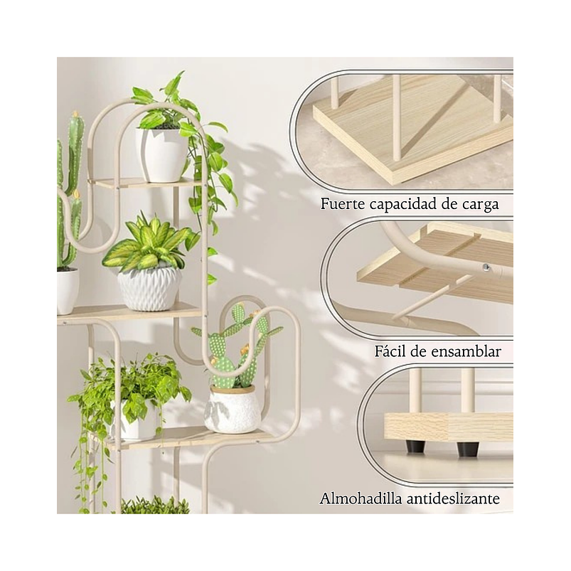 Soporte De Plantas En Maceta Estante Metalico X4 Espacios 3