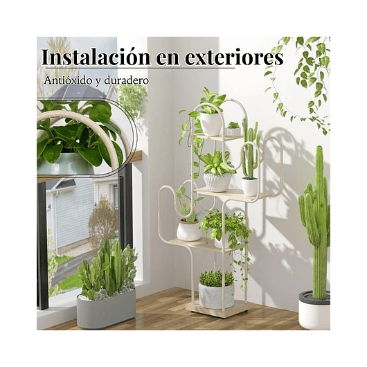 Soporte De Plantas En Maceta Estante Metalico X4 Espacios 4