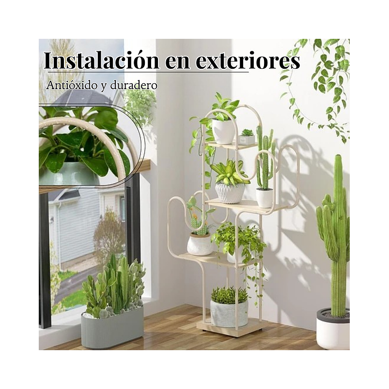 Soporte De Plantas En Maceta Estante Metalico X4 Espacios 4