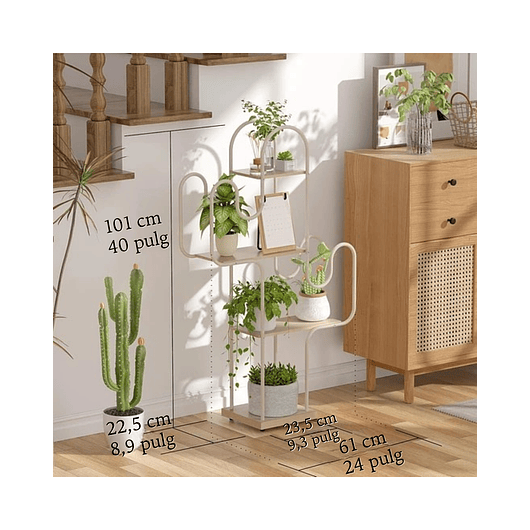 Soporte De Plantas En Maceta Estante Metalico X4 Espacios 6