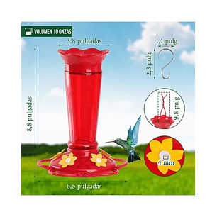 Bebedero Aves Colibríes En Vidrio Para Jardín Colgante x10oz