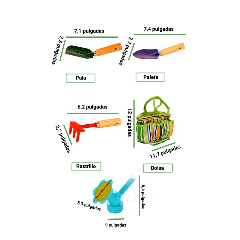 Kit Herramientas Jardinería Cuidado De Plantas Para Niños 3
