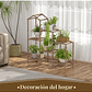 Soporte Para Plantas Estante Madera Natural En 3 Niveles - Miniatura 5