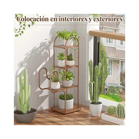 Soporte Para Plantas En Maceta Estante Metalico X4 Espacios 4