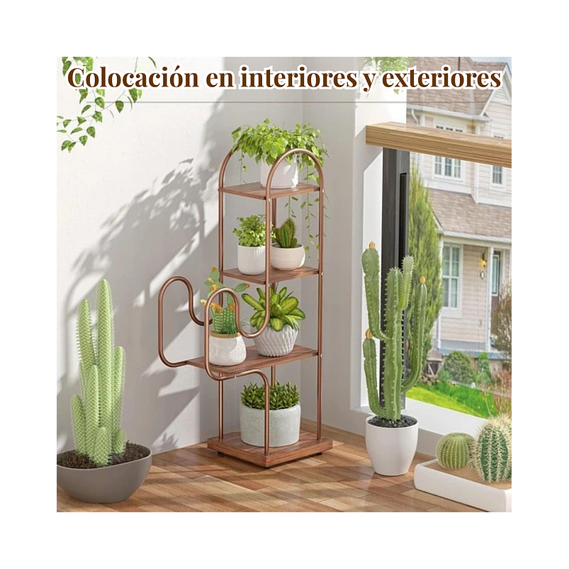 Soporte Para Plantas En Maceta Estante Metalico X4 Espacios 4