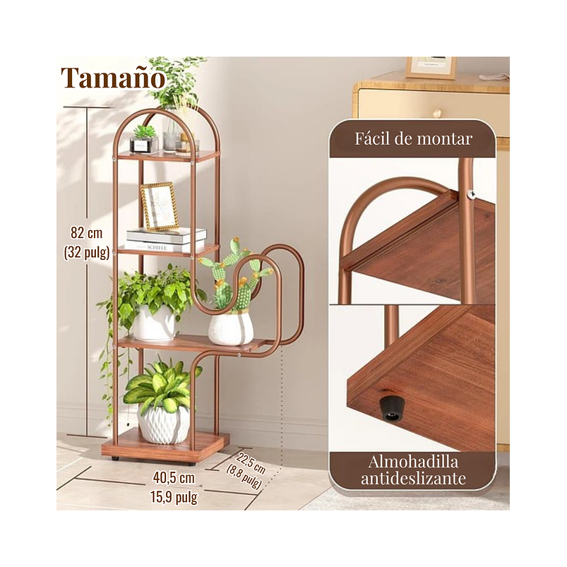 Soporte Para Plantas En Maceta Estante Metalico X4 Espacios 2