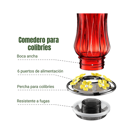 Bebedero Aves Colibríes Plastico Para Jardínes Colgante 4