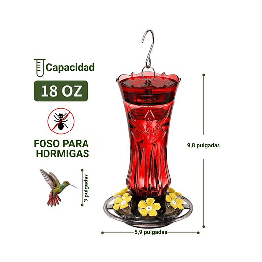 Bebedero Aves Colibríes Plastico Para Jardínes Colgante 7