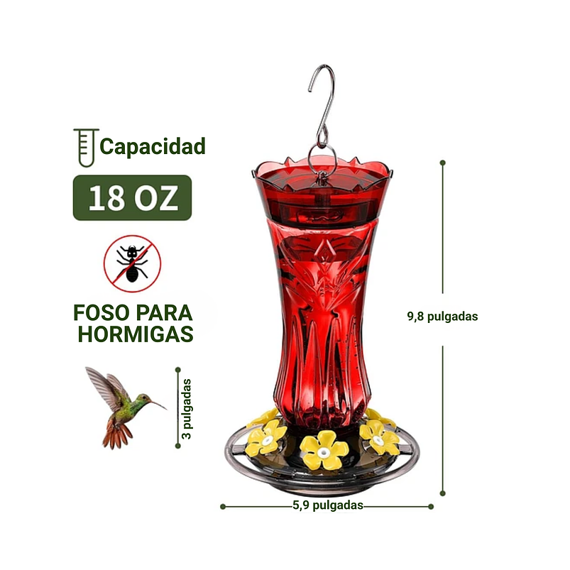 Bebedero Aves Colibríes Plastico Para Jardínes Colgante 7