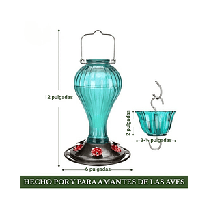 Bebedero De Colibríes Colgante 24 Oz Vidrio Vintage