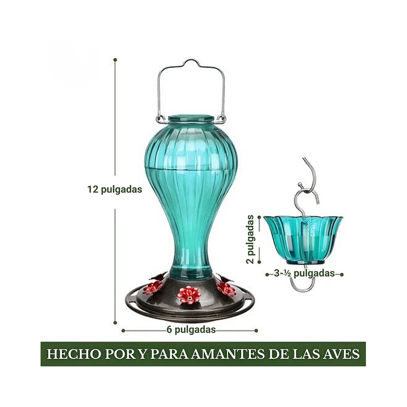 Bebedero De Colibríes Colgante 24 Oz Vidrio Vintage 2
