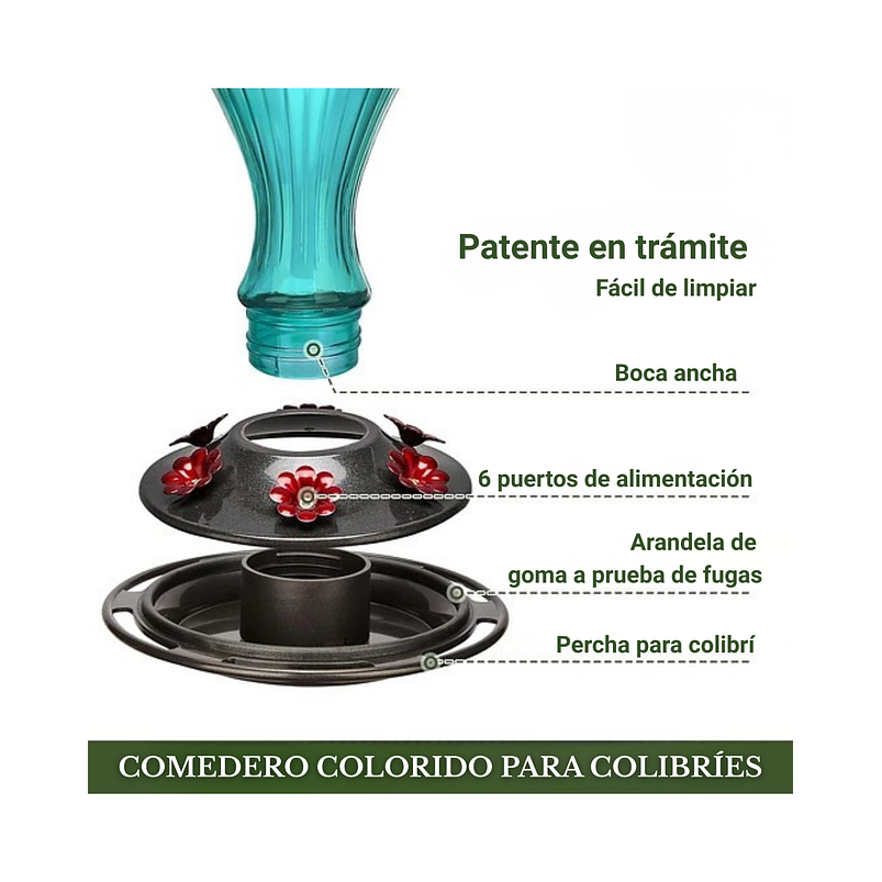 Bebedero De Colibríes Colgante 24 Oz Vidrio Vintage 3