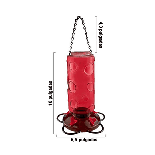 Bebedero Colibríes Vidrio Rojo 900mL