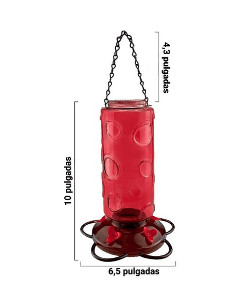 Bebedero Colibríes Vidrio Rojo 900mL