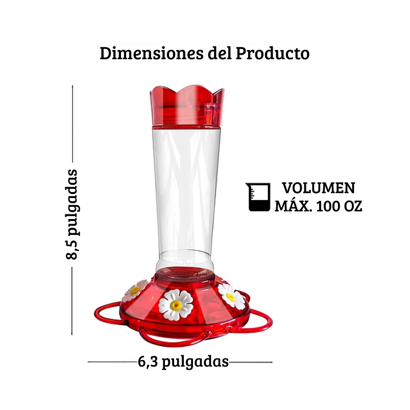 Bebedero Colibríes En Vidrio 5 Puertos De Alimentacion 3
