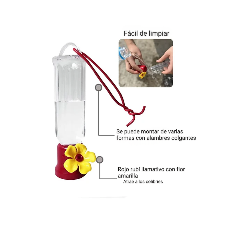 Bebedero Pequeño Aves Colibríes Plástico Colgante x4 Unidad 4