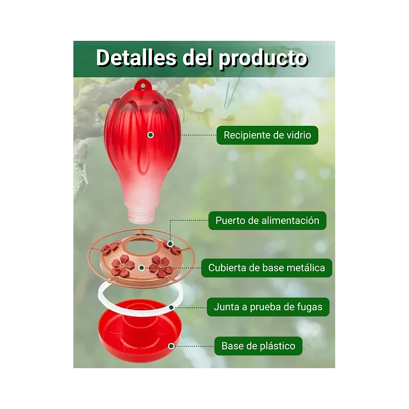 Bebedero Colibríes Aves Colgante Vidrio Soplado A Mano 2