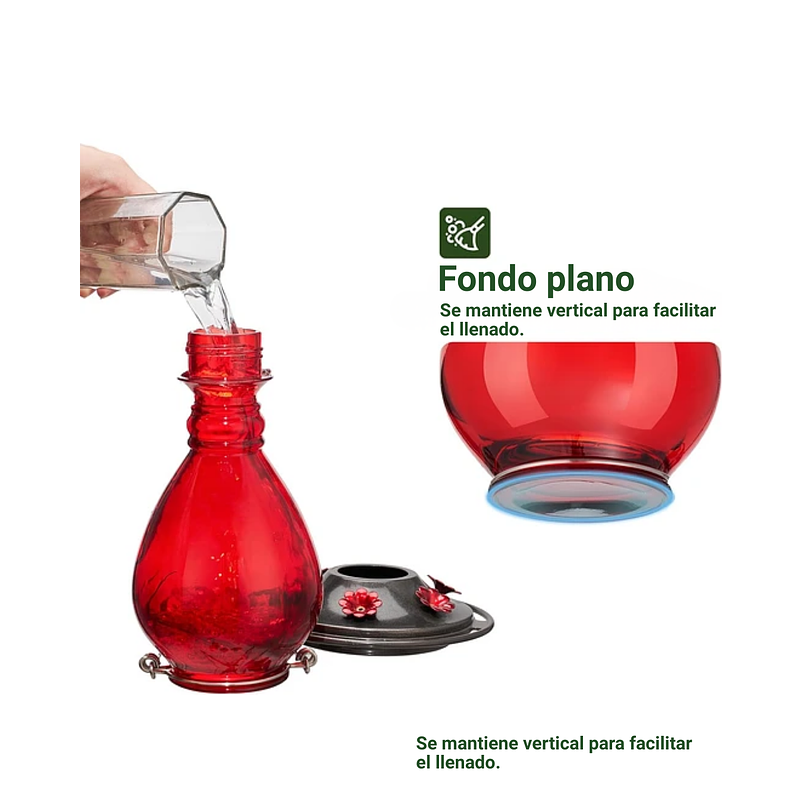 Bebedero Colibríes Aves Colgante En Vidrio x6 Flores 3