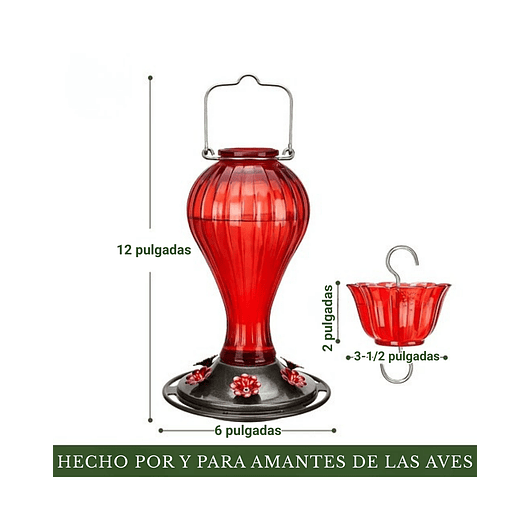 Bebedero De Colibríes Aves Colgante 24 Oz Botella en Vidrio Vintage 4