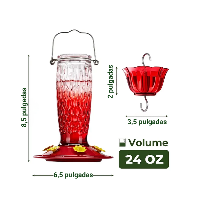 Colibries Bebedero de Aves de Colgar Botella en Vidrio 2